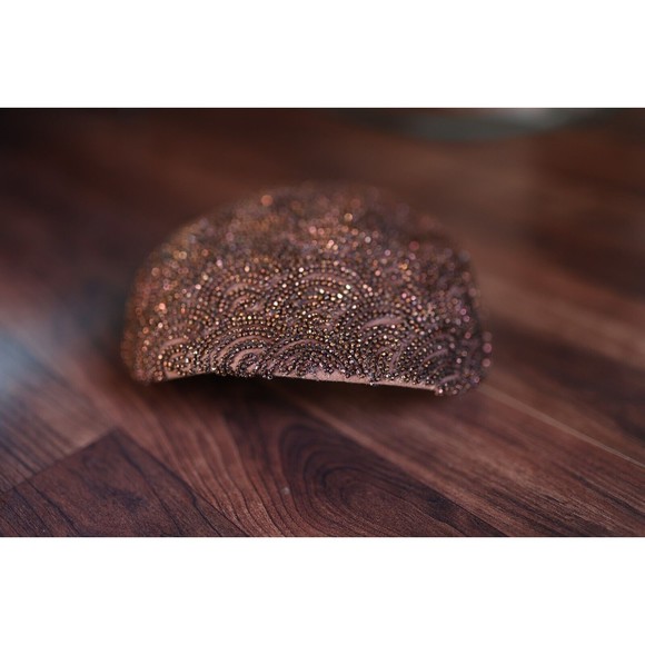 Vintage  Herzfeld's' Kansas City 100% Wool Brown beaded hat - Picture 4 of 10